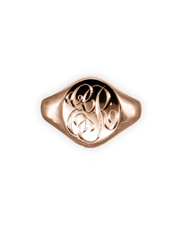 Solid Rose Gold signet ring engraved