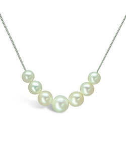 Seven Pearl 9ct White Gold Necklace Necklace Pruden and Smith   