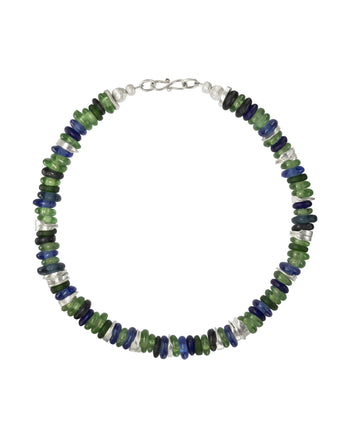 African Recycled Blue Glass Bead Necklace Pruden and Smith