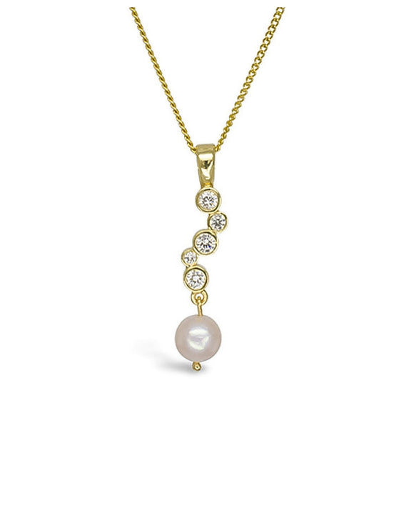 Akoya Pearl Diamond Drop Pendant Pendant Pruden and Smith