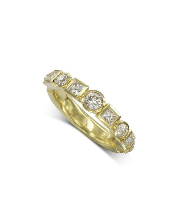 Alternating 18ct Gold Half Eternity Ring Ring Pruden and Smith 18ct Yellow Gold