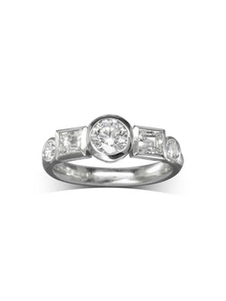 Bespoke Alternating Princess Cut and Round Diamond Ring Pruden and Smith