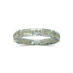 Alternating Baguette and Round Diamond Full Eternity Ring Ring Pruden and Smith Platinum  