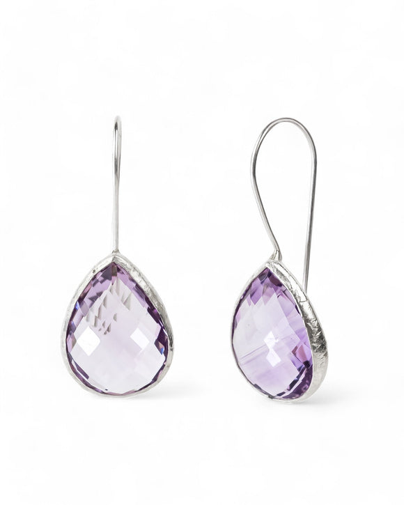 Amethyst Mirror Cut Drop Earrings Earrings Pruden and Smith