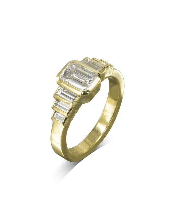 Art Deco Emerald Cut Diamond Ring Ring Pruden and Smith