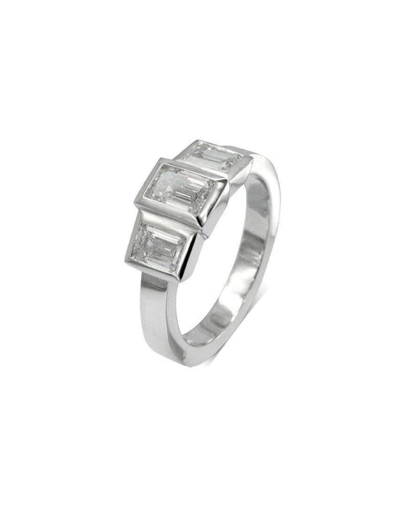 Art Deco Emerald Cut Diamond Trilogy Ring Ring Pruden and Smith Platinum