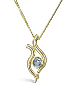 Spiky 9ct Yellow Gold Aquamarine Pendant Pruden and Smith