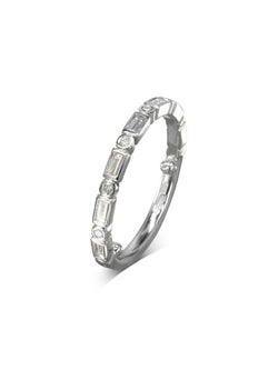 Dainty Baguette Diamond Half Eternity Ring Ring Pruden and Smith Platinum 40% 