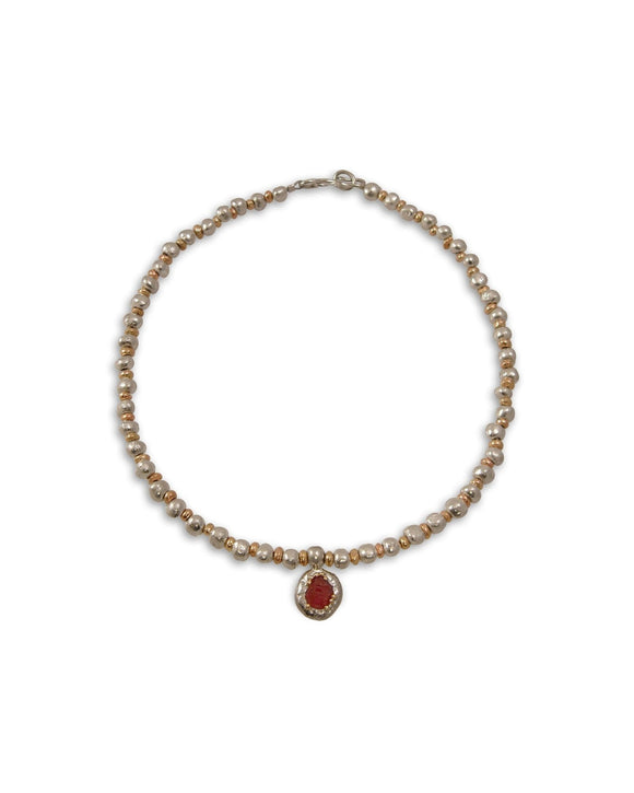 Bespoke Rough Ruby Nugget Necklace with Pendant Necklace Pruden and Smith