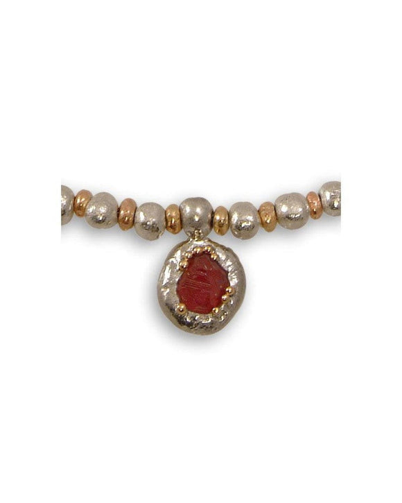 Bespoke Rough Ruby Nugget Necklace with Pendant Necklace Pruden and Smith