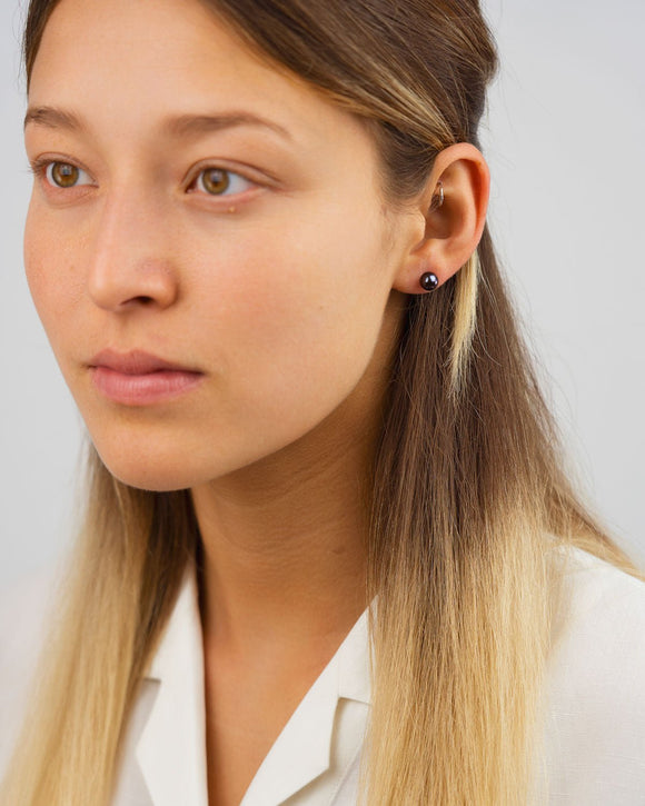 Blue Black Pearl Silver Stud Earrings Earrings Pruden and Smith 7mm