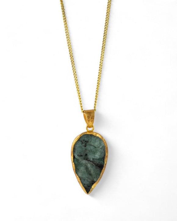 Brazilian Rough Emerald Pendant Pendant Pruden and Smith
