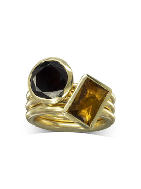 Bespoke Citrine and Smokey Quartz Stacking Rings Pruden and Smith