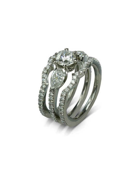 Claw Round and Pear Shaped Diamond Trilogy Ring Ring Pruden and Smith