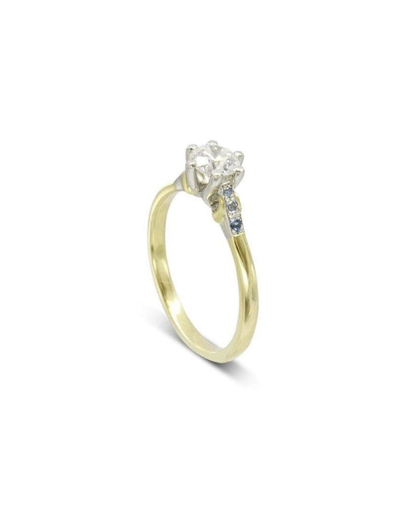 Claw Set Crescent Moon Diamond Engagement Ring Ring Pruden and Smith 0.35ct (4.5mm) 18ct Yellow Gold and Platinum