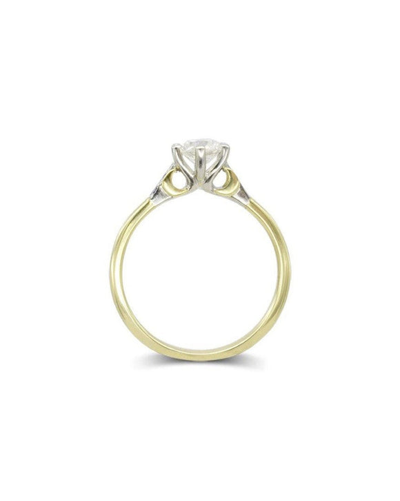 Claw Set Crescent Moon Diamond Engagement Ring Ring Pruden and Smith