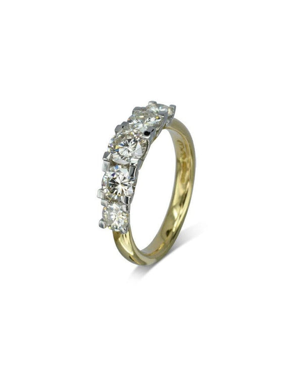 Claw Set Five Diamond Eternity Ring Ring Pruden and Smith 18ct Yellow Gold & Platinum