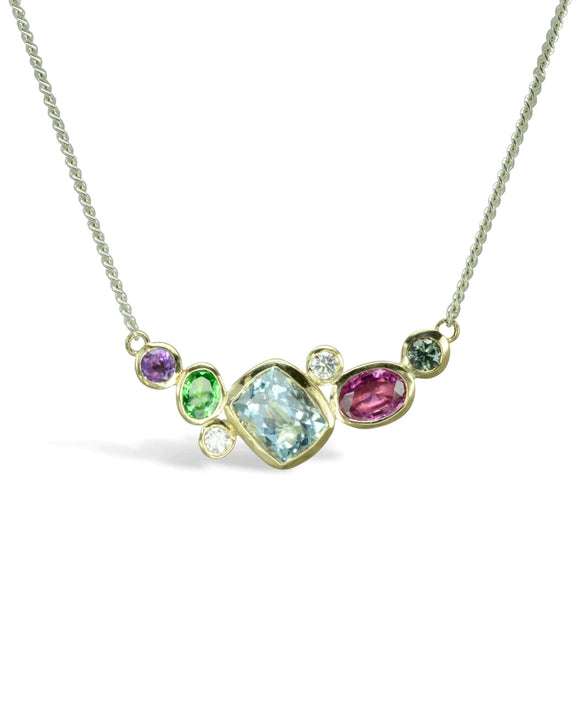 Cluster Multi Colour Aquamarine and Sapphire Pendant Pendant Pruden and Smith