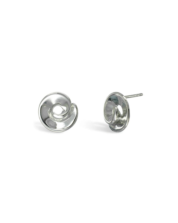 Concave Curl Silver Stud Earrings Earrings Pruden and Smith