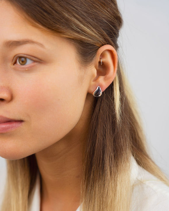 Concave Silver Twist Stud Earrings Earrings Pruden and Smith