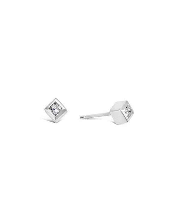 Cube Princess Cut Diamond Stud Earrings Earrings Pruden and Smith Platinum