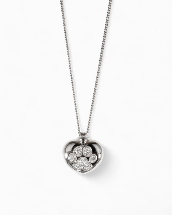 Heart Pet Memorial Pendant with Diamond Paw Print Pruden and Smith
