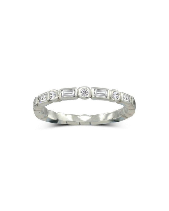 Dainty Alternating Baguette and Round Diamond Eternity Ring Ring Pruden and Smith