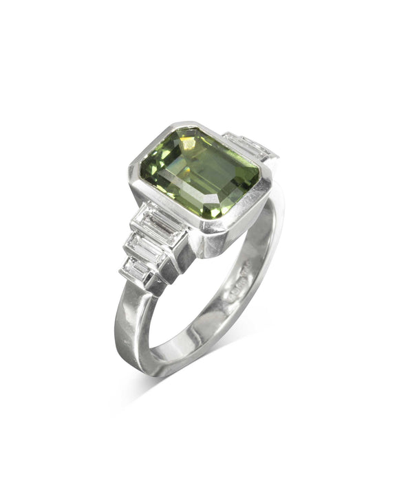 Art Deco Green Tourmaline Ring Ring Pruden and Smith