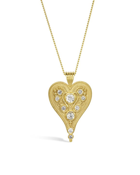 Filigree Heart Shaped Diamond Pendant Pruden and Smith