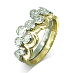 Water Bubbles Diamond Eternity Ring with Yellow Gold Shaped Band Ring Pruden and Smith   