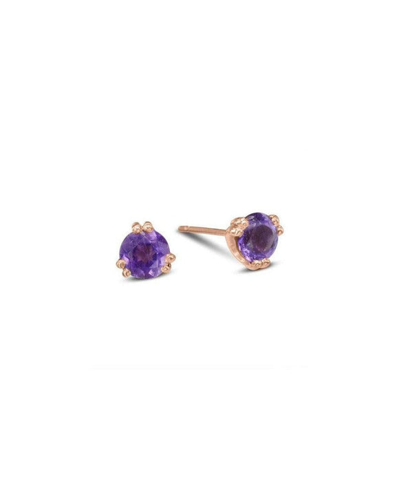 Double Claw Amethyst Stud Earrings Earrings Pruden and Smith 9ct Rose Gold