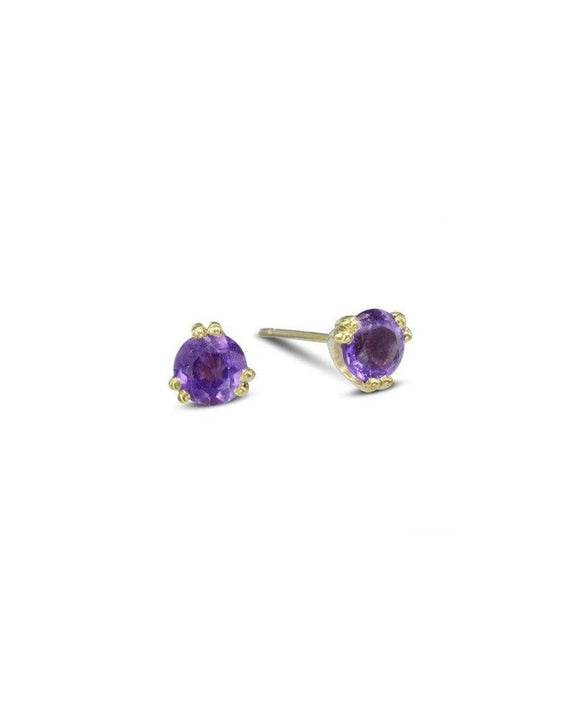 Double Claw Amethyst Stud Earrings Earrings Pruden and Smith 9ct Yellow Gold