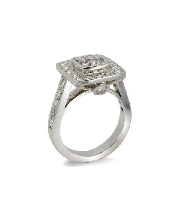 Double Diamond and Pavé Diamond Cluster Ring Ring Pruden and Smith