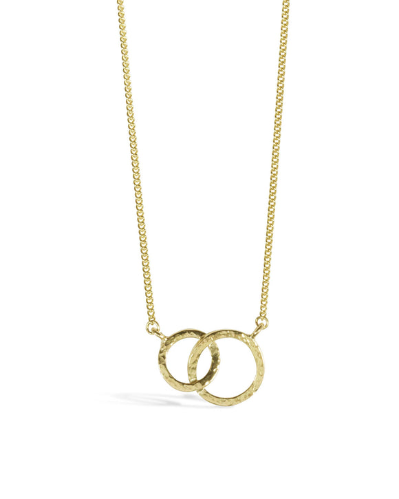Hammered Solid 9ct Gold Double Ring Pendant Pruden and Smith