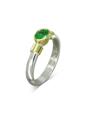 Shoulder Tone Tone Oval Emerald Ring Ring Pruden and Smith   
