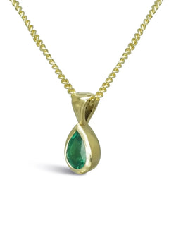 Pear-Shaped 9ct Gold Emerald Pendant Pendant Pruden and Smith   
