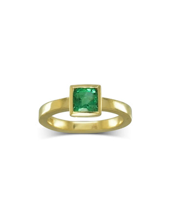 Princess Cut Emerald Yellow Gold Engagement Ring Ring Pruden and Smith   