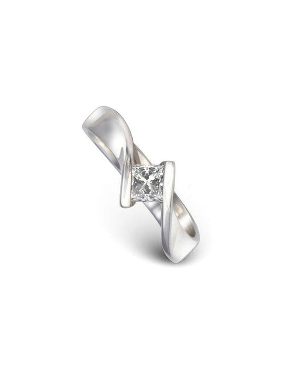 Flat Twist Princess Cut Diamond Engagement Ring Ring Pruden and Smith