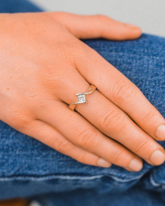 Flat Twist Princess Cut Diamond Engagement Ring Ring Pruden and Smith