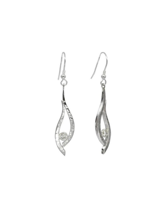 Forged Gold and Diamond Drop Earrings Earrings Pruden and Smith 9ct White Gold