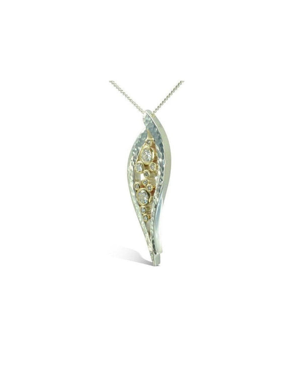 Forged Silver and Gold Diamond Pendant Pendant Pruden and Smith