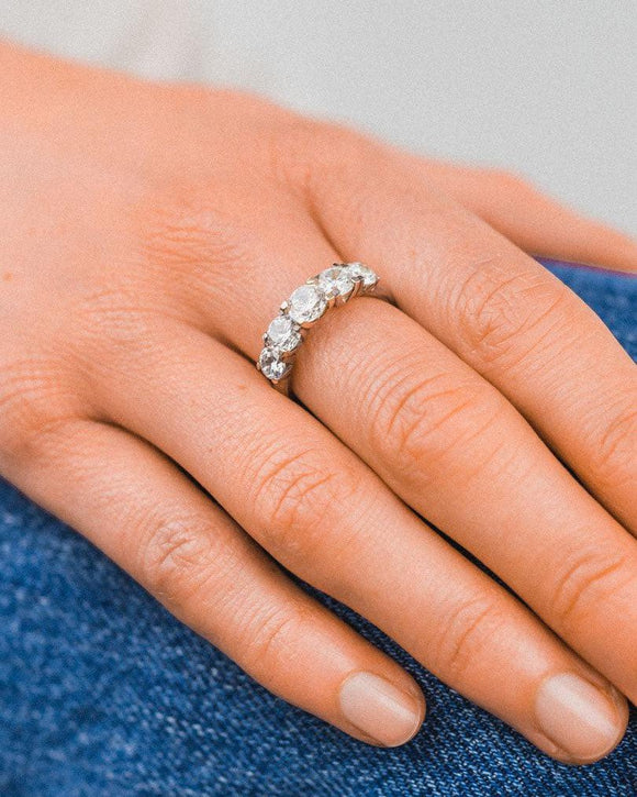 Four Claw Five Diamond Half Eternity Ring Ring Pruden and Smith