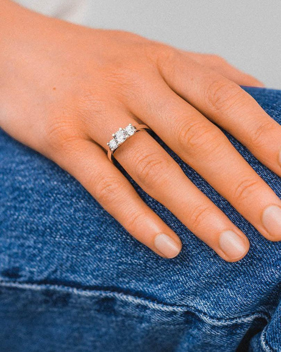 Four Claw V Set Platinum Trilogy Ring (1ct) Ring Pruden and Smith