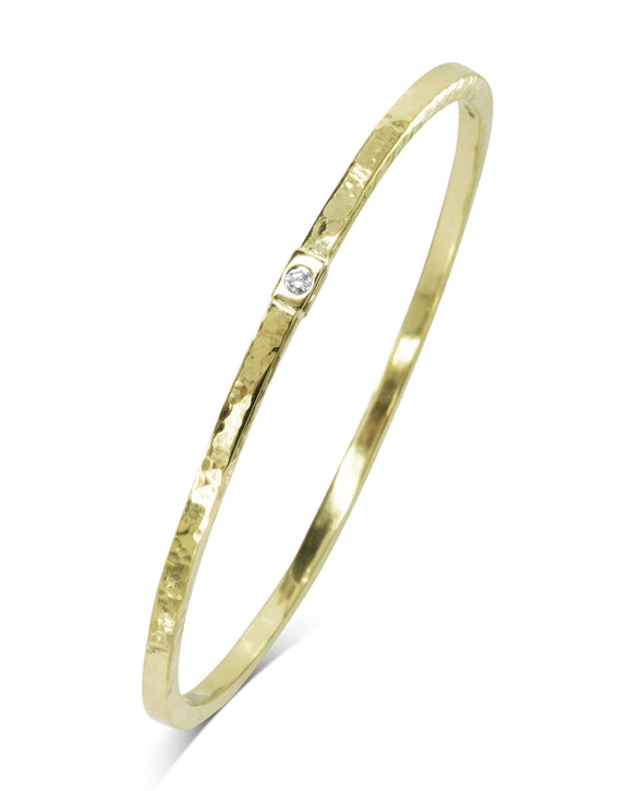 Solid Gold Birthstone Bangle Square Hammered Pruden and Smith