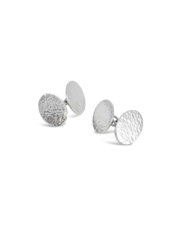 Hammered Chain Oval Silver Cufflinks Cufflink Pruden and Smith