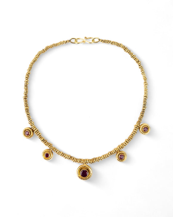 Hammered Disc Ruby Necklace Necklace Pruden and Smith