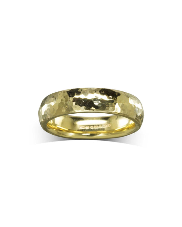 Hammered Gold Court Wedding Ring (6mm) Ring Pruden and Smith