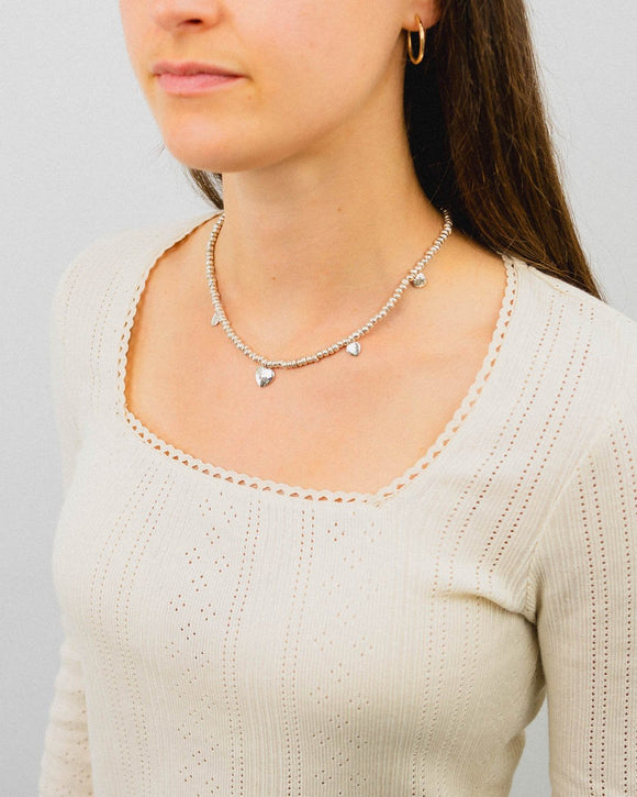 Hammered Heart Charm Necklace Necklace Pruden and Smith