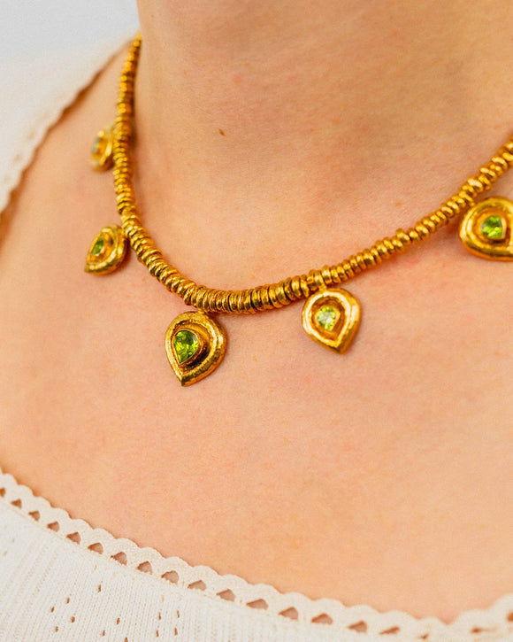 Hammered Peridot Heart Necklace Necklace Pruden and Smith