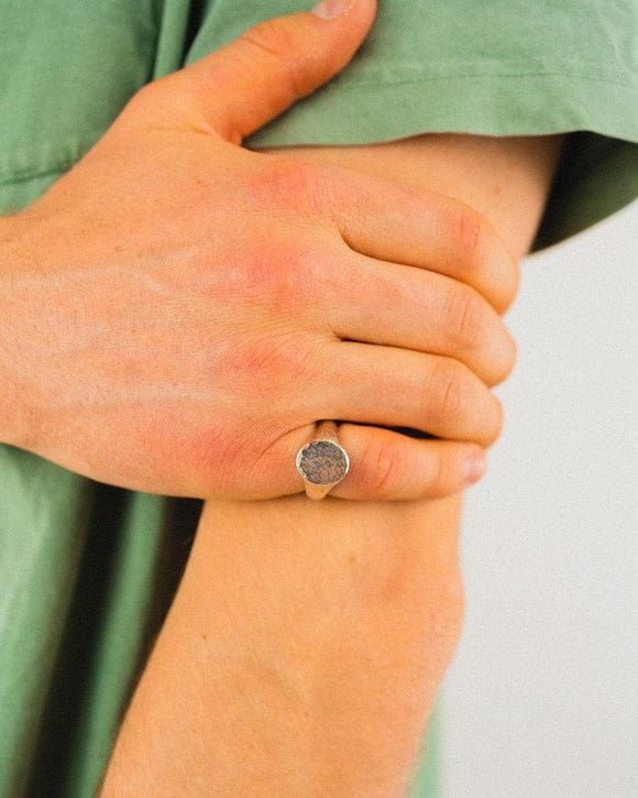 Hammered Rose Gold Signet Ring Ring Pruden and Smith